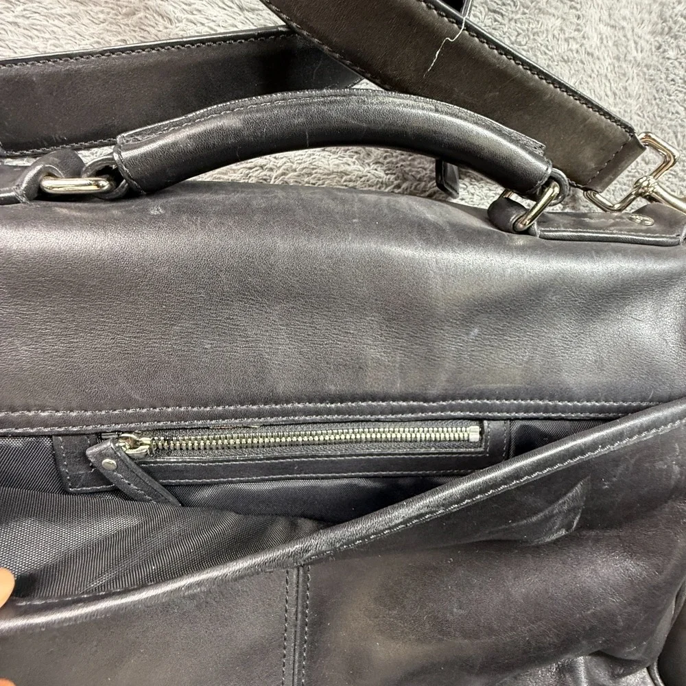 Vintage Coach Conner Briefcase Black Leather Messenger Laptop Bag F043-5237